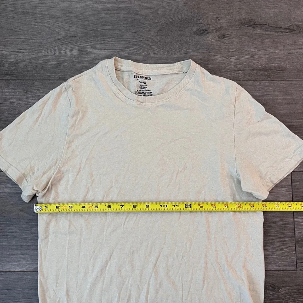 True Religion Mens Horseshoe Logo Cotton T-Shirt Cream Off White Small